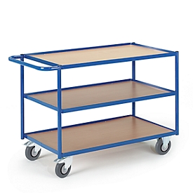 Transport trolley with table, load area L 800 x W 500 mm, 3 levels