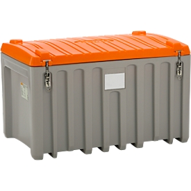 Transport- und Pritschenbox CEMO CEMbox 400, Polyethylen, 400 l, L 1200 x B 790 x H 750 mm, stapelbar, grau/orange