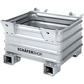 Transport- und Stapelbehälter Schäfer Shop Select  B 1000 x T 800 x H 610 mm, feuerverzinkt, Traglast bis 2000 kg, Gabeltaschen
