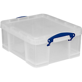 Transportbox Really Useful Box, Volumen 18 l, L 480 x B 390 x H 200 mm, stapelbar, mit Deckel & Klappgriffen, PP, transparent