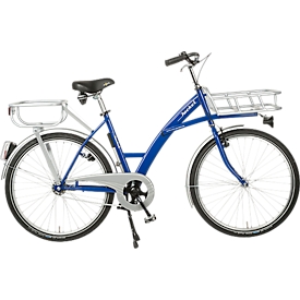 Transportfahrrad, Stahlrahmen, mit Vorderrad-Lastenträger, inklusive Beleuchtung, blau RAL 5002