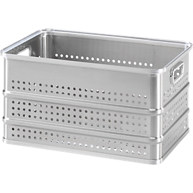 Transportkasten, stapelbar, gelocht, 80 l