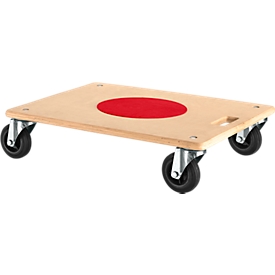 Transportplank 100 G1, L 600 x B 500 mm, wielen Ø 100 mm, met handvat, draagvermogen 180 kg
