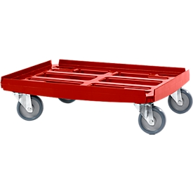 Transportroller Basic serie WTR2, voor bakken van 600 x 400 mm, polypropeen, stapelbaar, rood
