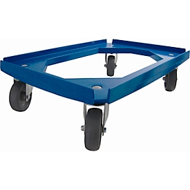 Transportroller Serie WTR, ABS-Kunststoff, blau, Ladefläche 610 x 410 mm, Gummi-Räder, bis 375 kg