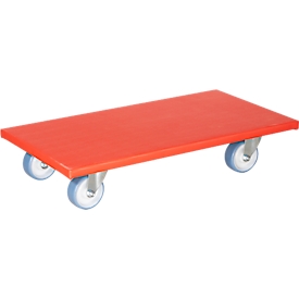 Transportroller Wagner MM 1691, bis 300 kg, Anti-Rutsch-Belag, Soft-Räder, L 575 x B 300 mm, FSC®-Multiplexplatte, rot
