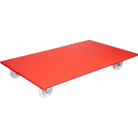 Transportroller Wagner MM 1696, bis 300 kg, Anti-Rutsch-Belag, Hart-Räder, L 1000 x B 600 mm, FSC®-Multiplexplatte, rot