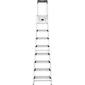 Trapladder Hailo L80, EN 131, met multifunctionele schaal en XXL-treden, tot 150 kg, 8 treden