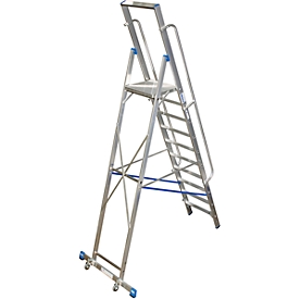Trapladder, met groot platform, aluminium, met 10 treden