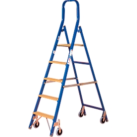 Trapladder, met wieltjes, 5 treden