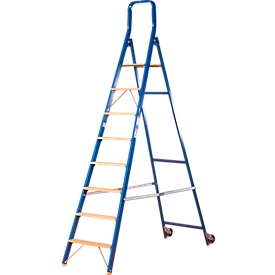 Trapladder, met wieltjes, 8 treden