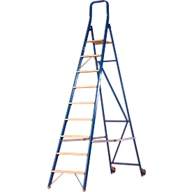 Trapladder, met wieltjes, 9 treden