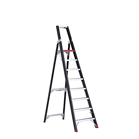 Trapladder Professional Topline, eenzijdig, aluminium, 8 treden, zwart