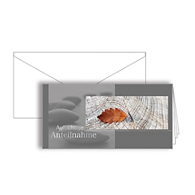 Trauerkarte Korsch Aufrichtige Anteilnahme, 206 x 103 mm, Karton, 10 St. mit doppelten Einlagen & Kuverts in Reinweiß