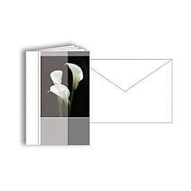 Trauerkarte mit Blumen-Fotomotiv, Format B6, 115 x 170 mm, mit Trauerkuverts & doppelten Einlagen, grau, Karton, 10 Stück