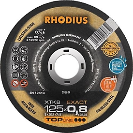 Trennscheibe XTK8 D125x0,8mm gekr.INOX Bohr.22,23mm RHODIUS