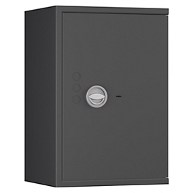 Tresor Lyra 4, Widerstandsgrad 0 nach EN 1143-1, Volumen 84 l, Türanschlag rechts, Doppelbartschloss mit 2 Schlüsseln, 2 Fachböden, inkl. Verankerungsmaterial, B 500 x T 420 x H 750 mm, graphitgrau RAL 7024