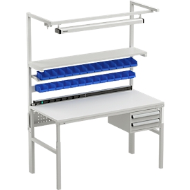 Treston Arbeitstischsystem TPH715 ESD, manuell höhenverstellbar, ESD-Laminatplatte, B 1500 x T 700 x H 650–900 mm, 300 kg, lichtgrau