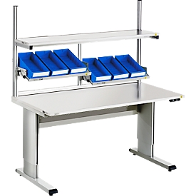 Treston Arbeitstischsystem WB815 EL ESD, elektrisch höhenverstellbar, ESD-Laminatplatte, B 1500 x T 800 x H 700–1100 mm, 300 kg, hellgrau