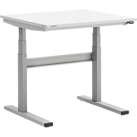 Treston TED Werktafel M750, B 900 x D 800 mm, elektrisch in hoogte verstelbaar, T-voet, lichtgrijs RAL 7035