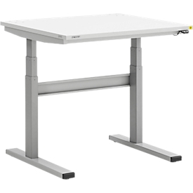 Treston TED Werktafel M750 ESD, B 900 x D 800 mm, elektrisch in hoogte verstelbaar, T-voet, lichtgrijs RAL 7025