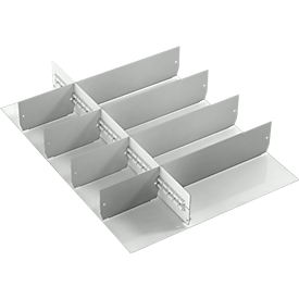 Treston TWIN 3 ESD ladeverdeler, geschikt voor de 150/200 mm hoge laden van TWIN gereedschapswagens, 1 x lengteverdeler/8 x dwarsverdelers, staal
