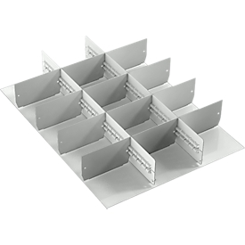 Treston TWIN 4 ESD-ladeverdeler, geschikt voor de 150/200 mm hoge laden van TWIN-gereedschapswagens, 2 x lengteverdelers/12 x dwarsverdelers, staal