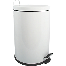 Treteimer MSV, rund, Volumen 20 l, rund, für den Innenbereich, mit Griff & herausnehmbarem Inneneimer, L 295 x B 295 x H 440 mm, Stahl & Kunststoff, weiss