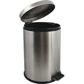 Treteimer MSV, rund, Volumen 20 l, rund, für den Innenbereich, mit herausnehmbarem Inneneimer, L 290 x B 290 x H 460 mm, Edelstahl & Kunststoff