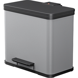 Tretmülleimer Hailo Öko Trio Plus L, 3 x 9 l, rechteckig, Stahlblech, silber