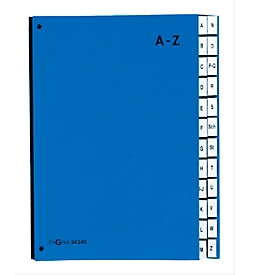 Trieur Color A-Z PAGNA, disponible aussi pour les grands formats, polypropylène,  bleu
