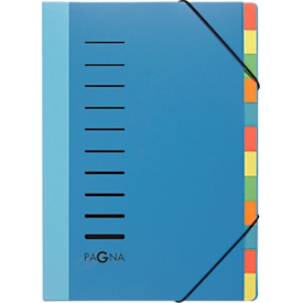 Trieur Color PAGNA, pour format A4, polypropylène, 12 compartiments, bleu