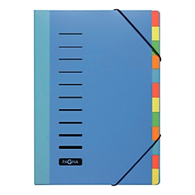 Trieur Color PAGNA, pour format A4, polypropylène, 12 compartiments, bleu