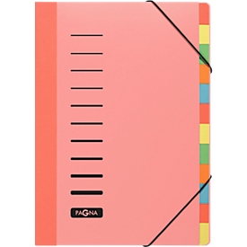 Trieur Color PAGNA, pour format A4, polypropylène, 12 compartiments, rouge