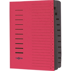 Trieur PAGNA, pour format A4, 12 compartiments, comprimé, individuel, rouge