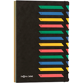 Trieur PAGNA, pour format A4, A-Z, 12 compartiments, carton, noir