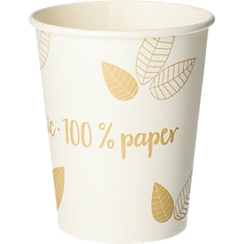Trinkbecher Papstar Pure Zero, Einweg, 0,2 l, Ø 80 x H 92 mm, aus FSC®-zertifizierter Pappe, cremefarben, 50 Stück