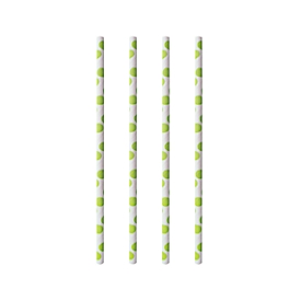 Trinkhalme Papstar Green Dots, Einweg, L 200 x Ø 6 mm, aus FSC®-zertifiziertem Papier, weiß mit grünen Punkten, 100 Stück