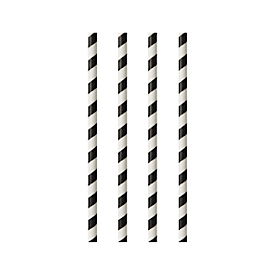 Trinkhalme Papstar Stripes, Einweg, L 200 x Ø 6 mm, aus FSC®-zertifiziertem Papier, schwarz-weiß, 100 Stück