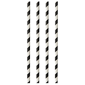 Trinkhalme Papstar Stripes, Einweg, L 290 x Ø 6 mm, aus FSC®-zertifiziertem Papier, schwarz-weiß, 100 Stück