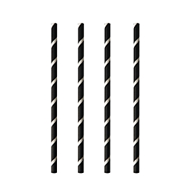 Trinkhalme Papstar Stripes, für Shakes, Einweg, L 200 x Ø 8 mm, aus FSC®-zertifiziertem Papier, schwarz-weiss, 100 Stück
