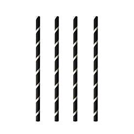 Trinkhalme Papstar Stripes, für Shakes, Einweg, L 200 x Ø 8 mm, aus FSC®-zertifiziertem Papier, schwarz-weiß, 100 Stück