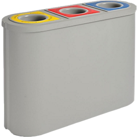 Triomf Wertstoffsammler, 3-fach, HDPE, 3 x 45 Liter, für Papier/Plastik/Wiederverwertbares, B 1100 x T 385 x H 755 mm, lichtgrau