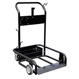 Trolley for 200 l steel-plastic drums for CEMO electric pumps CENTRI SP30, 2 swivel and 2 fixed castors each, painted tubular steel frame, with bracket