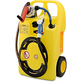 Trolley for windscreen washer water or antifreeze CEMO, hand crank pump, volume 60 l, W 900 x D 530 x H 380 mm