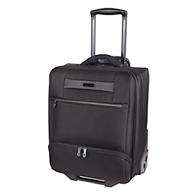 Trolley Lightpak LANDO, 2 hoofdcompartimenten, laptopcompartiment tot 15'', gsm-compartiment, 6 vakken, ritsvak, 2 voorvakken, telescopische handgreep, nylon, zwart
