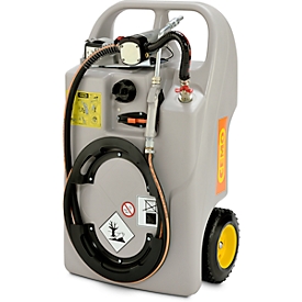 Trolley para lubricante CEMO, con electrobomba 12 V, 60 l, polietileno, batería LiFePO4, An 900 x P 530 x Al 380 mm
