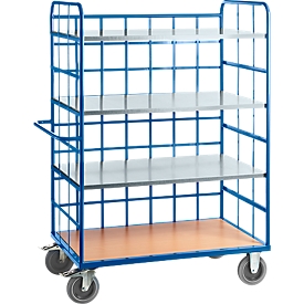 Trolley with wire mesh shelves, 3 shelves galvanized, L 1000 x 700 mm