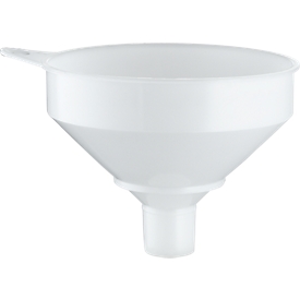 Trommeltrechter, Ø 253 mm, 3,5 l, voedselveilig, met zeef, overlooprand &amp; oogje, polyethyleen HD-PE, natuurlijke kleur
