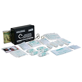 Trousse de secours automobile Leina-Werke conforme à la norme DIN 13164, noire, en plastique PP, entièrement équipée, 255 x 80 x 166 mm, pour voitures particulières